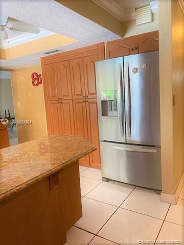 View of the two door stainless steel fridge along 
