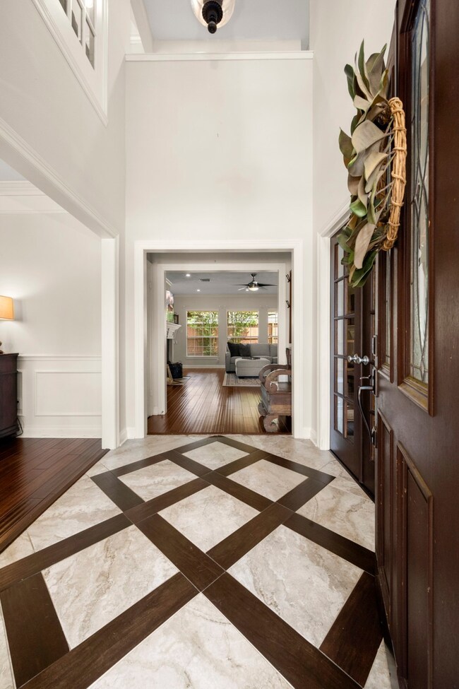 Gorgeous tile and wood entry way!