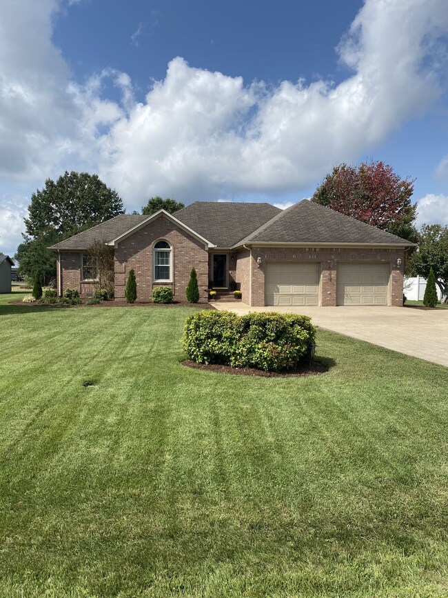 Wonderful home sits at the end of a cul-de-sac.