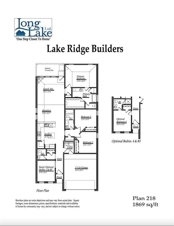Plan 218 features 4 bedrooms, 3 full baths,  and o