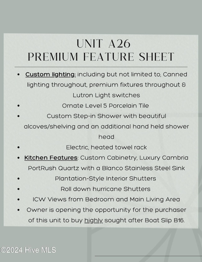 A26 Features Sheet