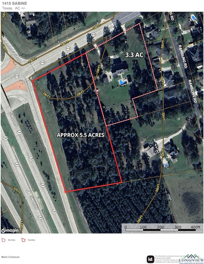 Aerial view of property's location featuring property parcel outlined