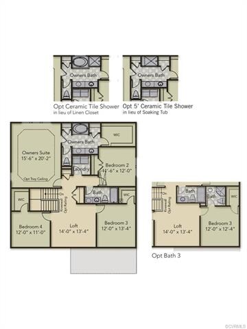 Second Floor - home has the opt bath 3 and the opt