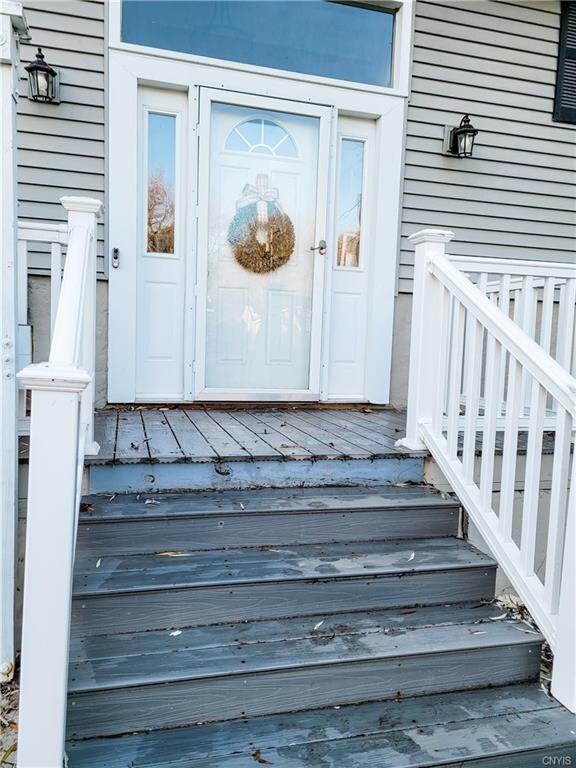 Front steps / deck with composite decking.