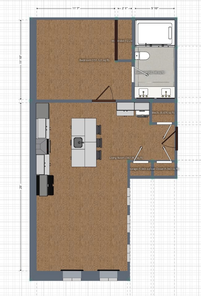 1 bed 1 bath with rooftop balcony
