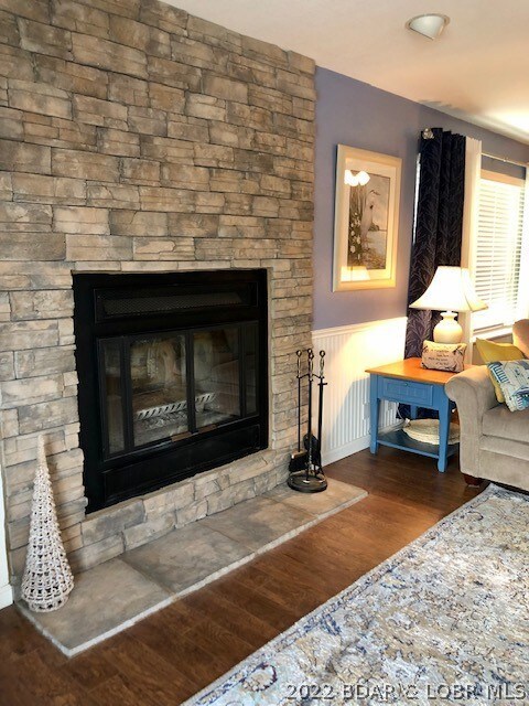 Beautiful wood burning fireplace...