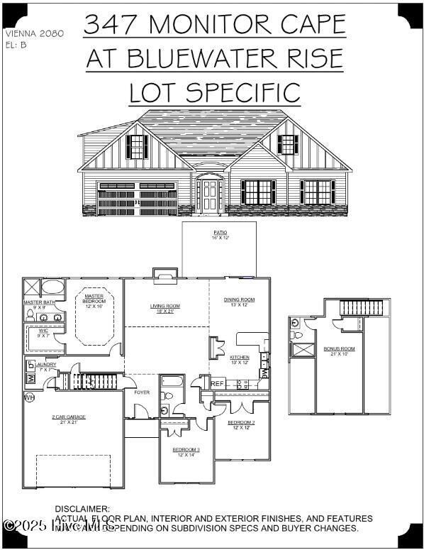 Lot Specific Floor Plan and Elevation Lo