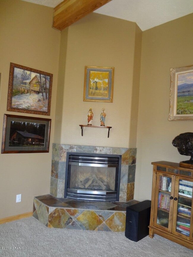 Slate surround on gas fireplace