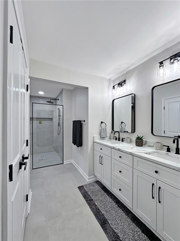 Primary Bath with Double Vanity Soft Close Cabinets & Quartz Countertops