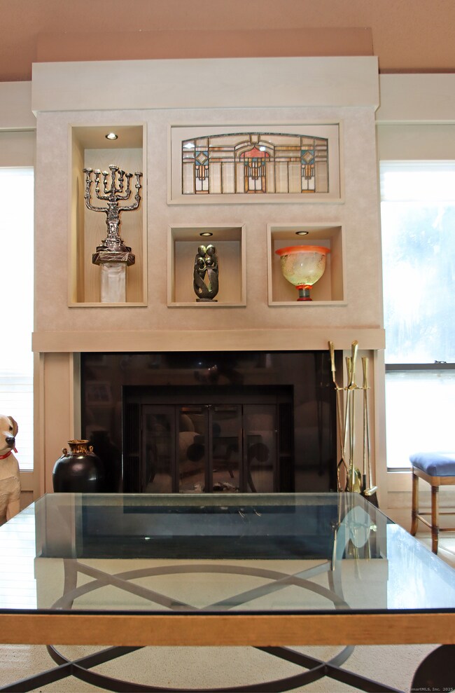 Close up of interesting fireplace mantle.