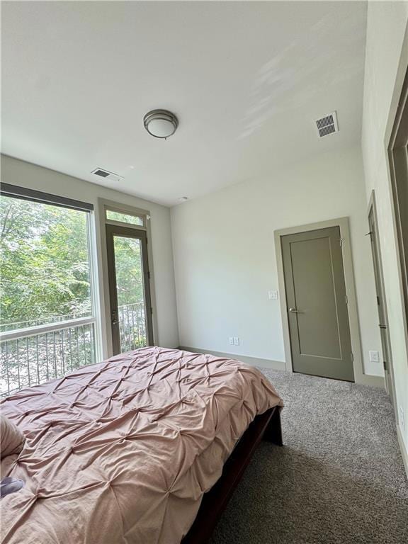 Bedroom featuring carpet, access to exterior, and 