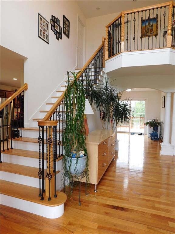 The impressive atrium features a...