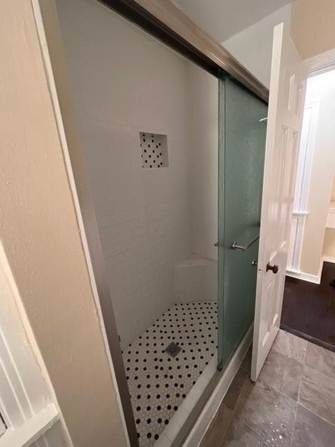 Bathroom with an enclosed shower