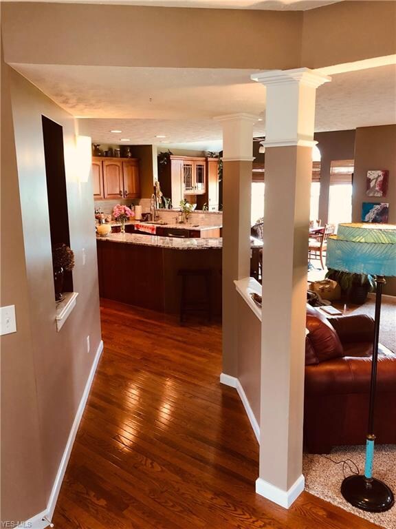 Hallway opening into the Family Room and Gorgeous 