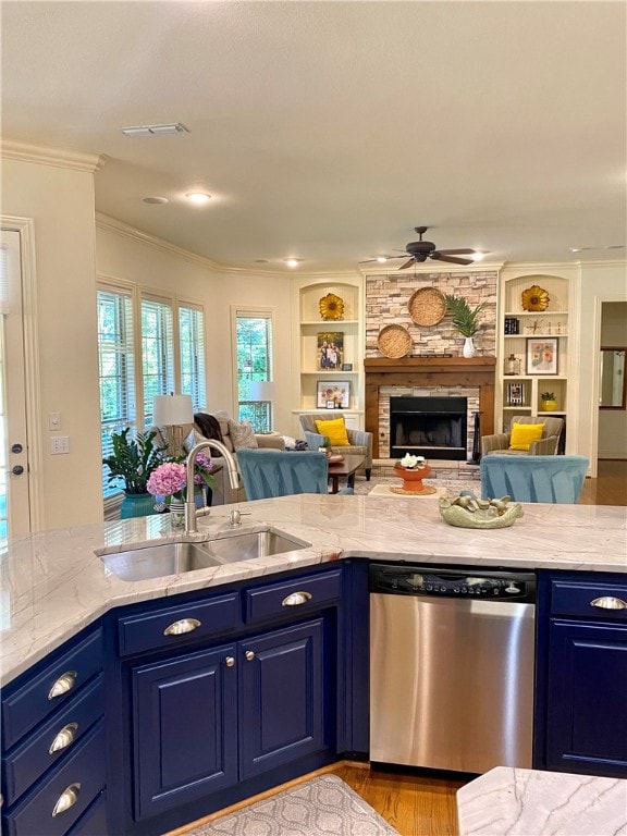 Updated kitchen with quartzite and quartz countert