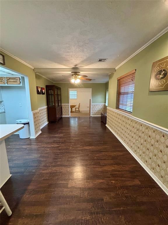 Looking through dining room to den