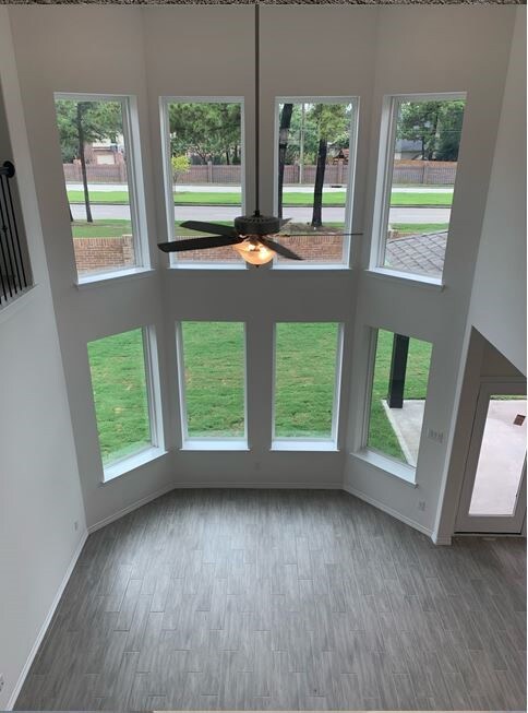 Stunning view of the family room from the cat walk