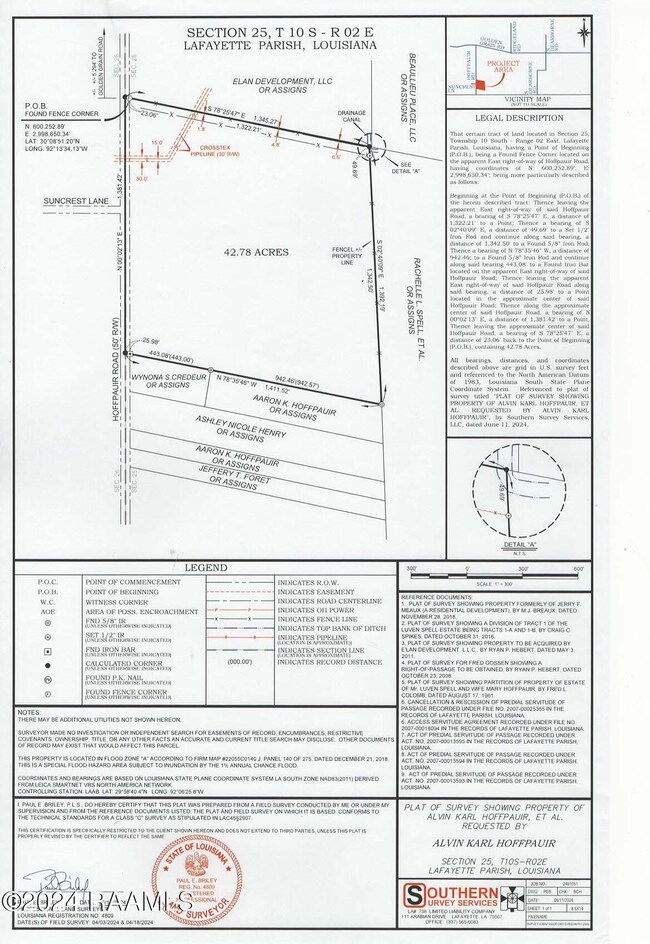 Plat Section 25 T 10 S - R 02 E Lafayett