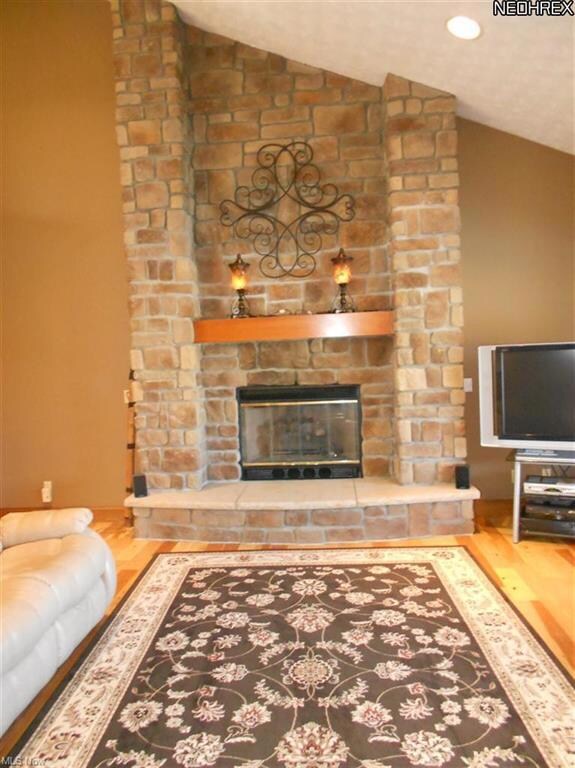 Stone fireplace