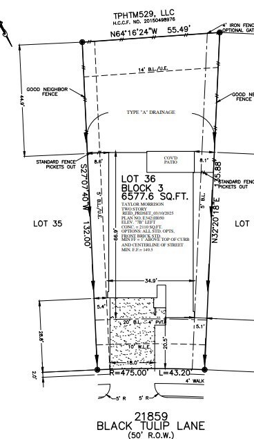 21859 Black Tulip Lane preliminary plot plan