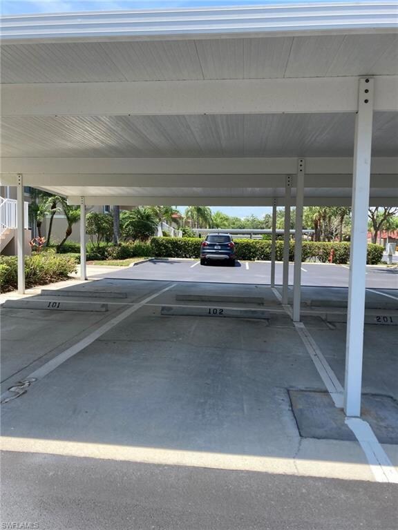 View of covered parking lot