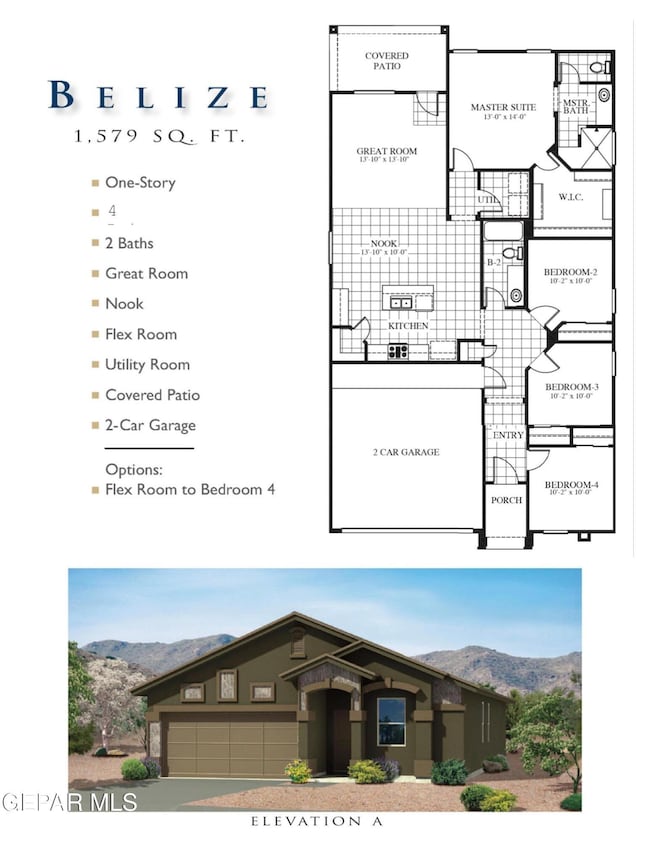 Belize 4 bd A - Floor Plan for MLS