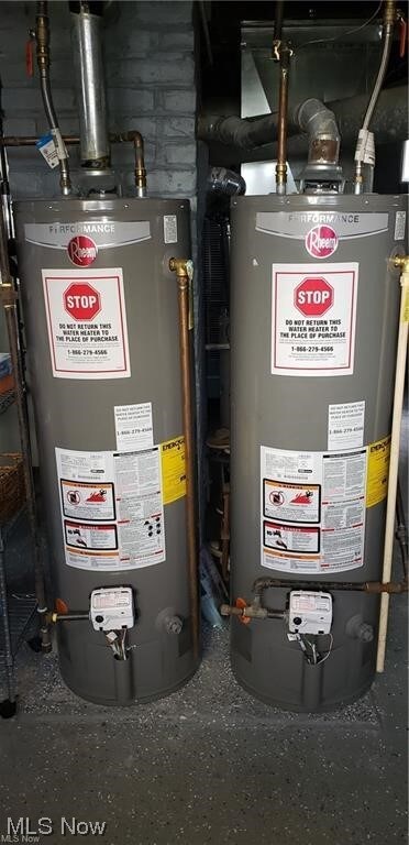 Utility room featuring water heater