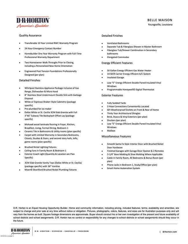 Belle Maison PH 2 Included Features 10.2