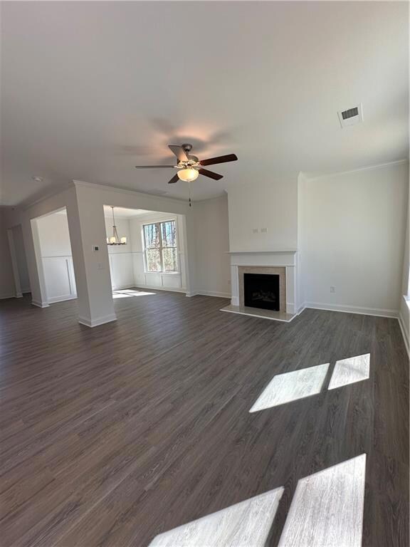 Living area with gas fireplace.