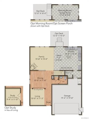 First Floor Layout - home has the opt study and op
