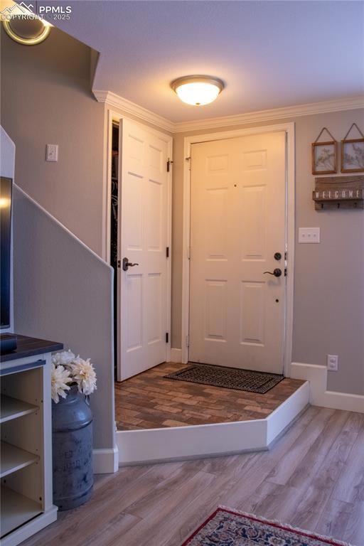 Entryway with light hardwood / wood-style floors