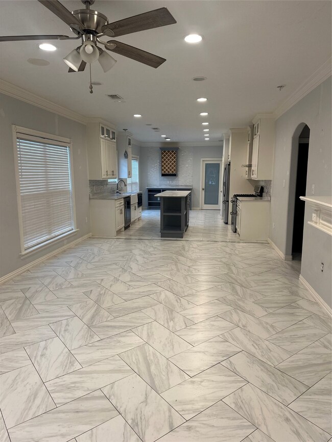 View of the Living Room and Kitchen from the front