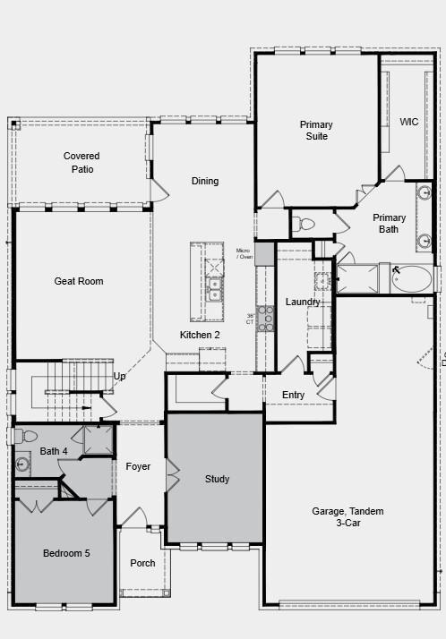  Additional Highlights include: bedroom 5 and bath 4 downstairs, study, and gourmet kitchen. 