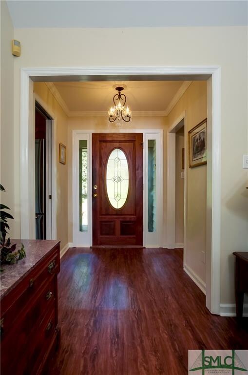Foyer with Mahogany Front Door