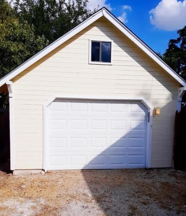 View of detached garage