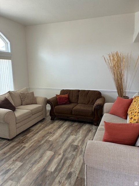 Living room featuring wood finished floors