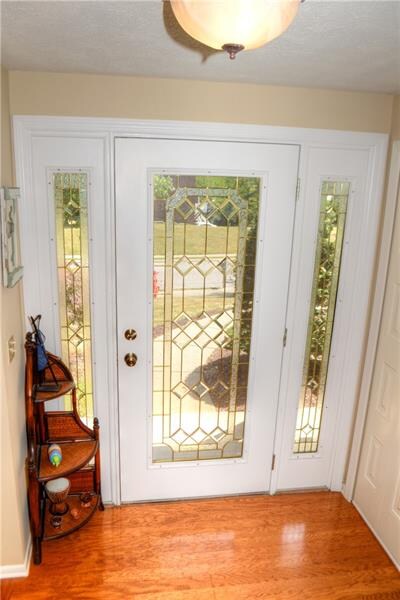 Leaded glass entry with sidelights
