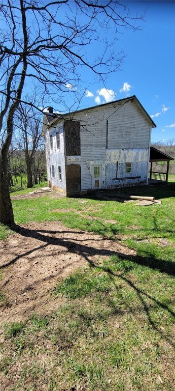A side and back view of the home