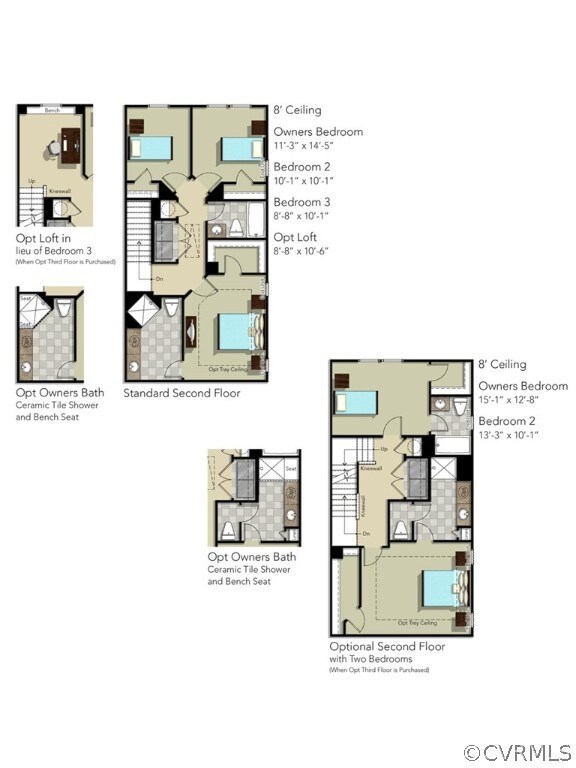 SECOND FLOOR - This home includes the ceramic tile shower in the owner's bath.