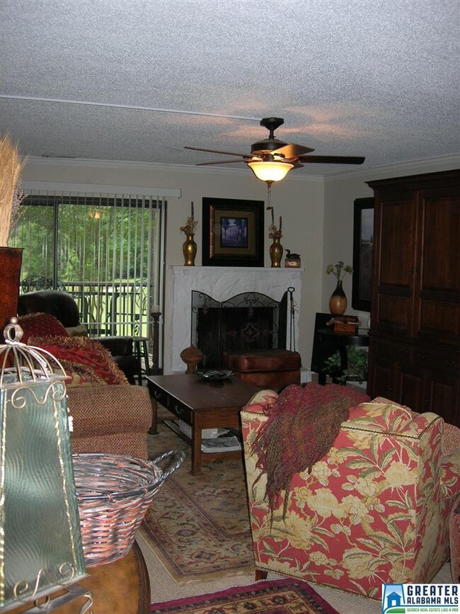 Spacious Living room with a wood burning fireplace