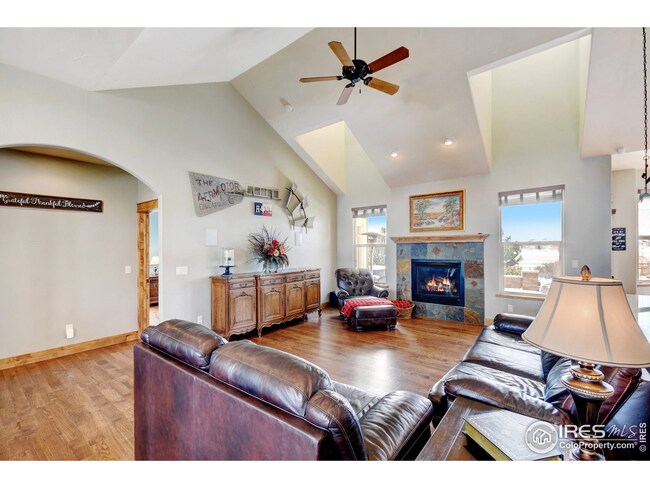 Vaulted ceilings complete with skylights that have their own remote controlled shades
