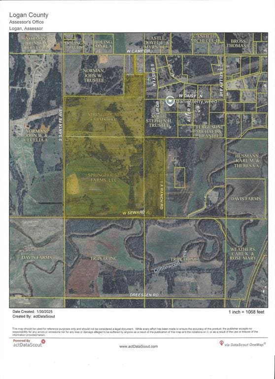 Aerial view of property's location with property boundaries highlighted
