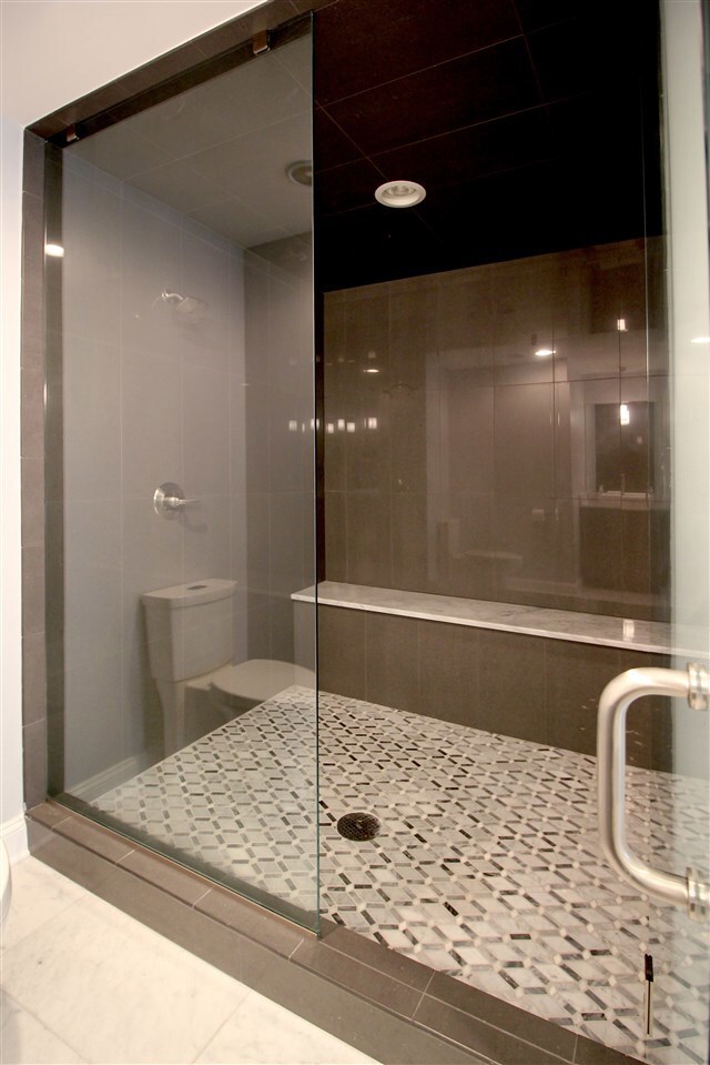 This shower is HUGE and the details in the tile ar