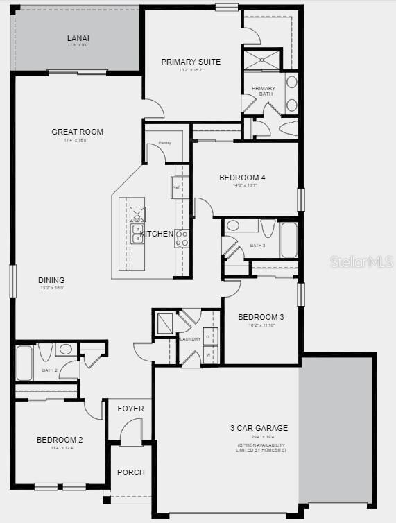 Structural and design options include: covered lanai, quartz countertops throughout home, 18 x 18 ceramic tile throughout the home with exception to bedrooms and all appliances included