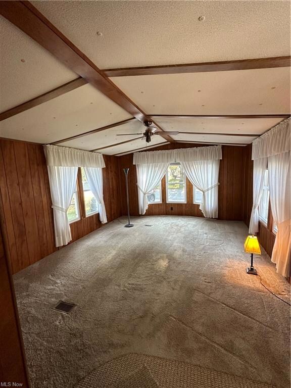 Carpeted living room with plenty of natural light,