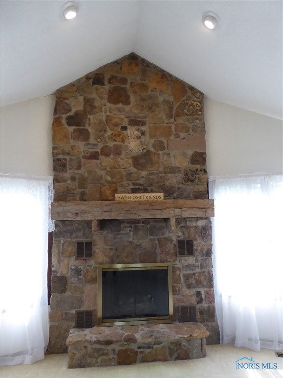 Beautiful stone gas firepalce.
