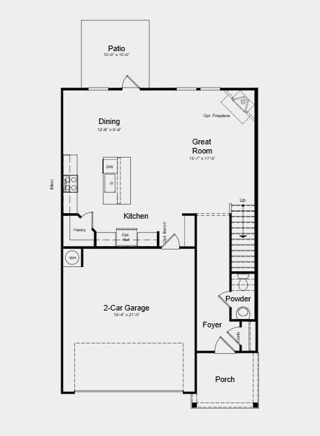 First Floor Plan - Additional highlights include: a pull out trash cabinet, and hardwood flooring extended throughout the main floor