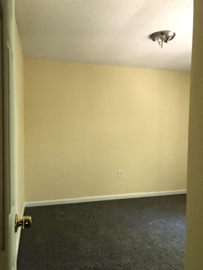 Carpeted empty room featuring a textured ceiling
