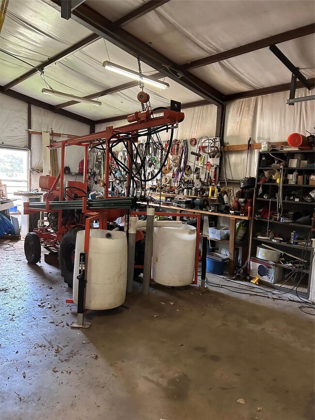 Garage with a workshop area