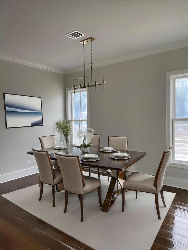 Dining space with a wealth of natural light, dark 